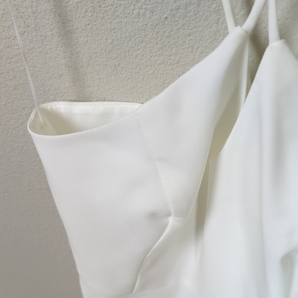 Aidan Mattox Halter A-Line Dress Womens 2 Bone White Ruffle Dress Dazzle 8 - Picture 8 of 16